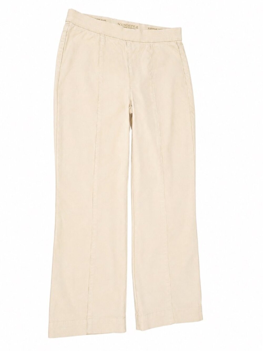 SoundStyle Womens Ivory Wide Leg Pants Stretch Trousers Quiet Luxury Career